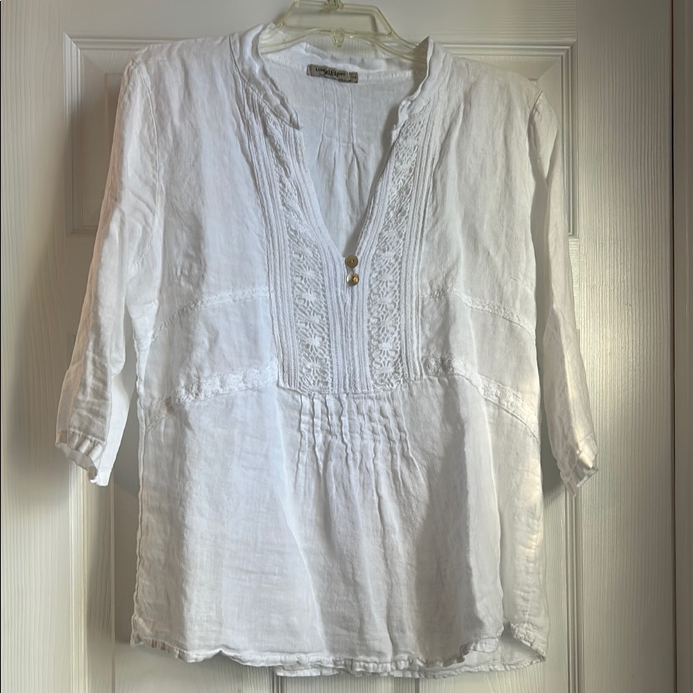 Lingo L’Arno White Lace Detail Women's Top-Sz L
